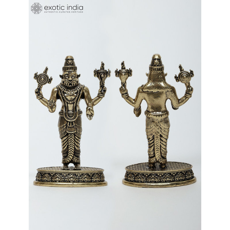 Small Dashavatara Brass Statue Set of Ten Hindu Vishnu Avatars Home Décor