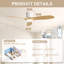 Ventilateur de plafond encastré à 3 pales 52 pouces avec lumière, télécommande / APP Shandi Modern Smart, blanc, adapté à toute pièce-1817163707
