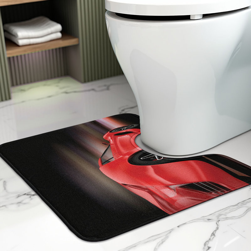 Tapis de salle de bain pour voiture en U 20 po rouge noir