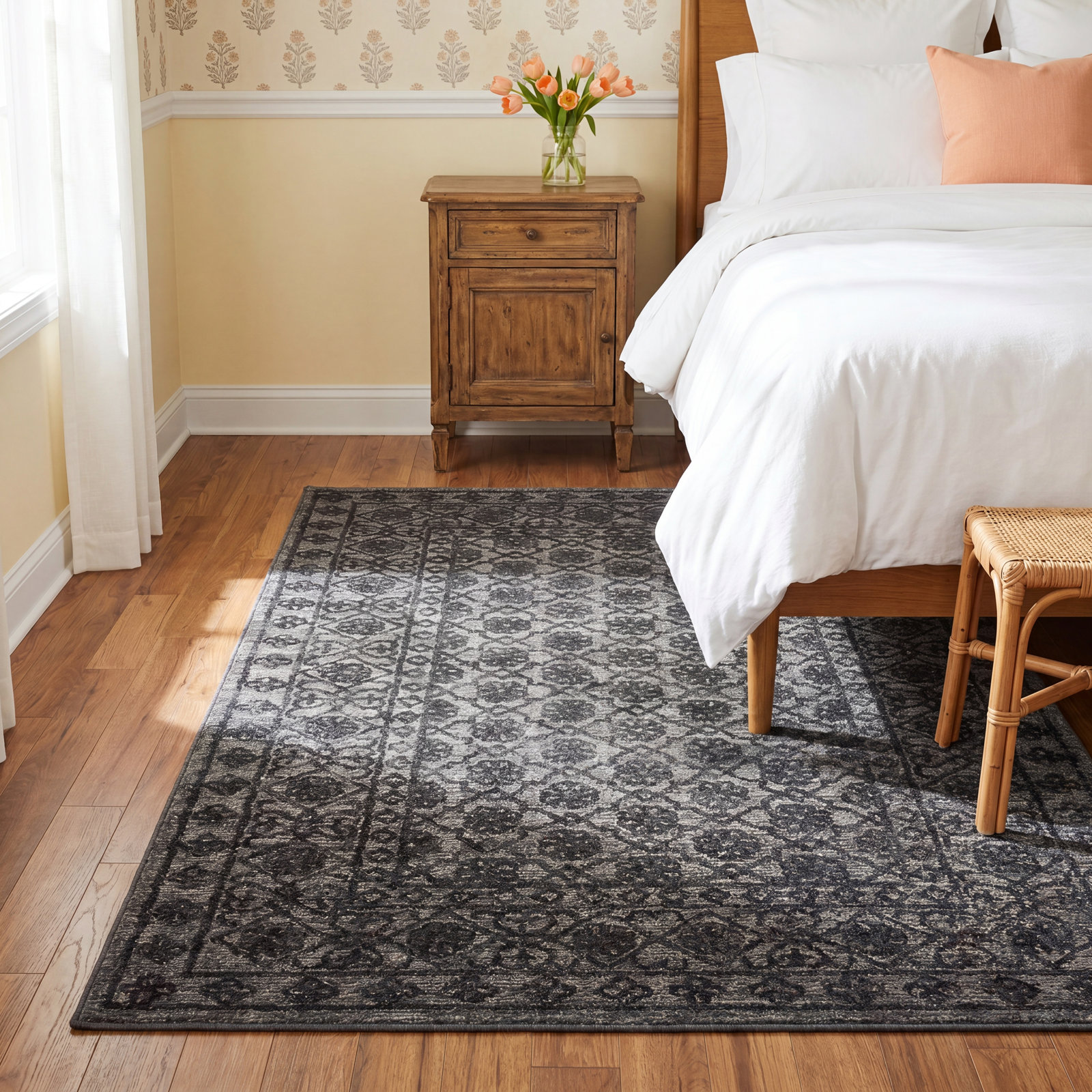 Millcreek Smoke Black Hand-Tufted Wool Oriental Rug, Rectangle 5' x 7'6"