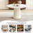 Modern 43.3 Inch Round Dining Table, Glossy Sintered Stone Top with Pleated PU Leather Iron Pedestal, Adjustable Feet for Dining Room & Negotiation Room, Elegant White-2028612382