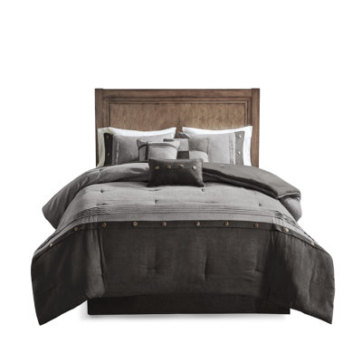 Premium Comfort Faux Suede Bedding Sets, Grey Polyester, Lodge Cabin Style