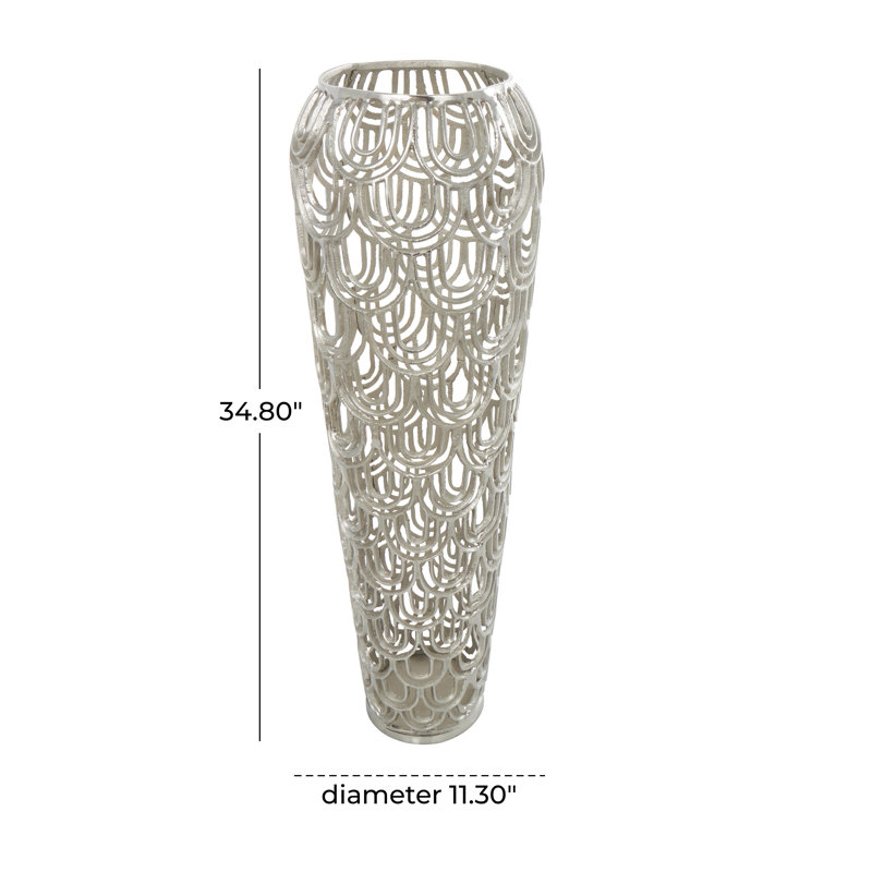 Vase de plancher Gathel, H 34,8 po x l 11,3 po x P 11,3 po, Argent