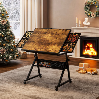 Adjustable Height And Angle 1500 Pieces Jigsaw Puzzle Metal Table Board For Adults With 4 Trays Felt Storage Sorting Puzzles Wooden Desktop Protective Cover Large Space Universal Wheels Lovers