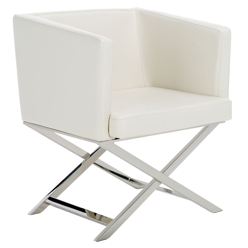 Cayce Faux Leather Armchair, White Faux leather