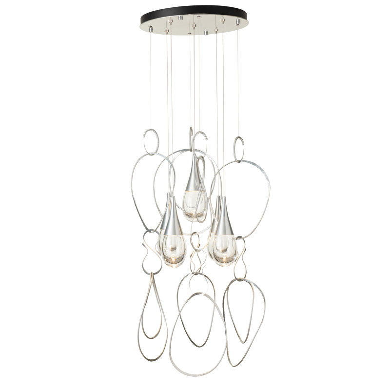 Lyric 5-Light Round Pendant, Long, Sterling