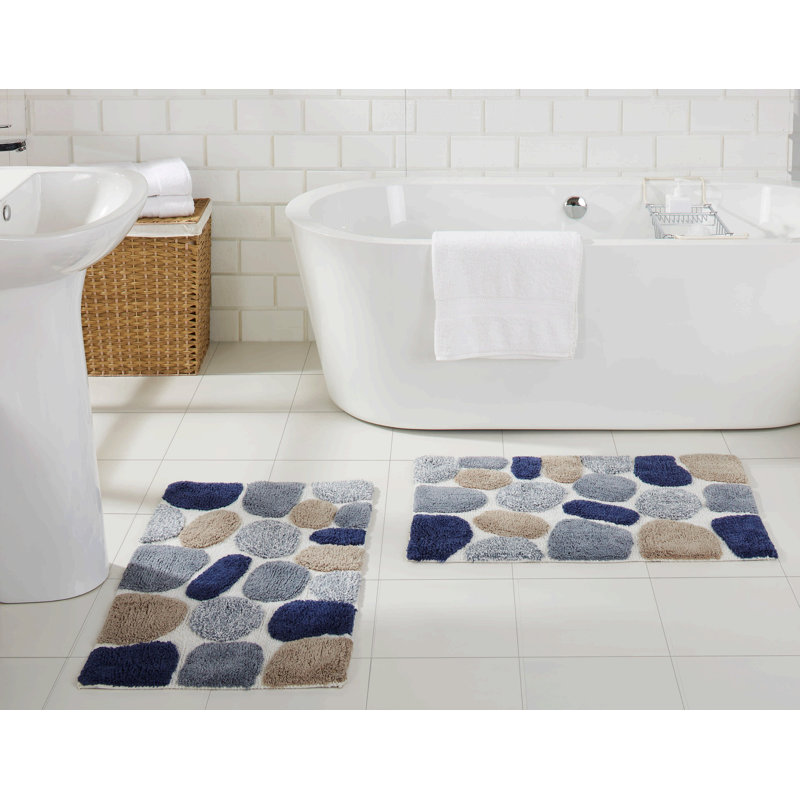 Ensemble de tapis de bain Creline, Bleu de Sienne, L 20 po x L 32 po, l 20 po x L 32 po