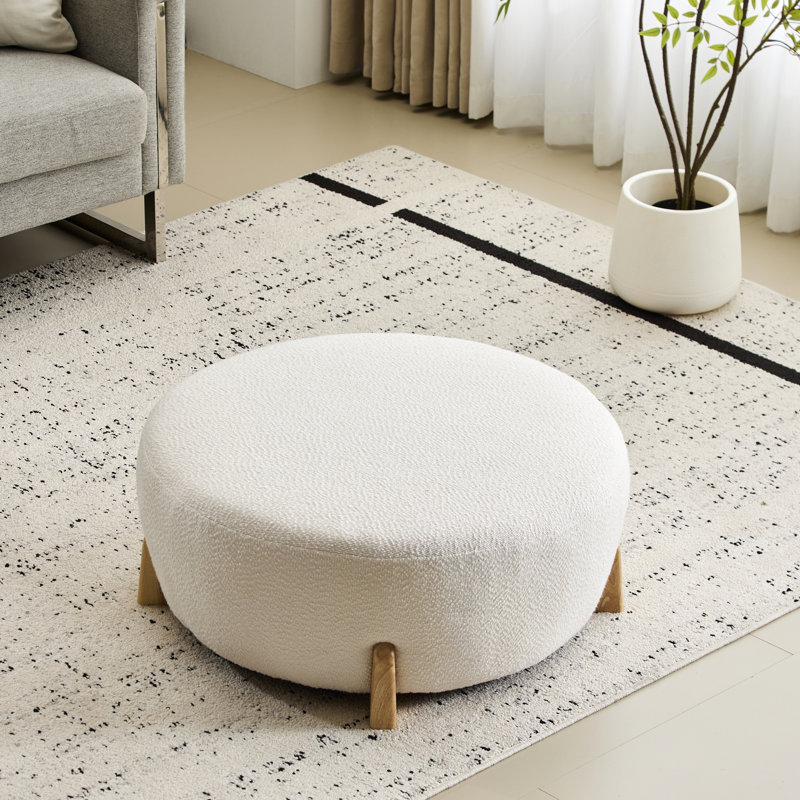 Repose-pieds blanc Boucle, Bois naturel blanc, Natural Wood White