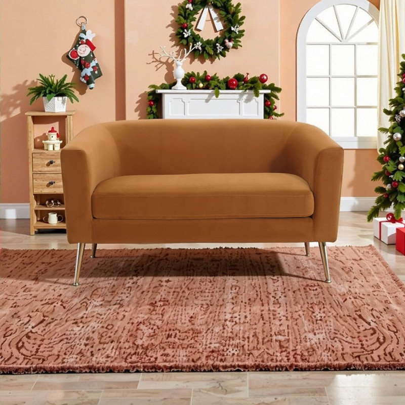 Causeuse en velours Minimalist, Orange