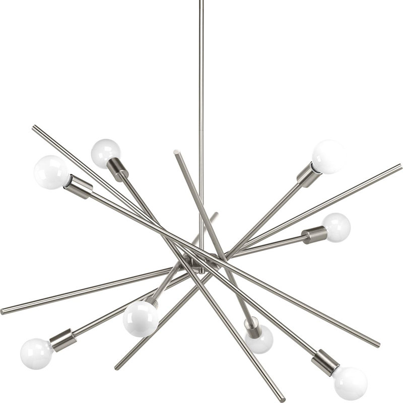 Lustre sphérique spoutnik à 8 lumières Pondview, Nickel brossé