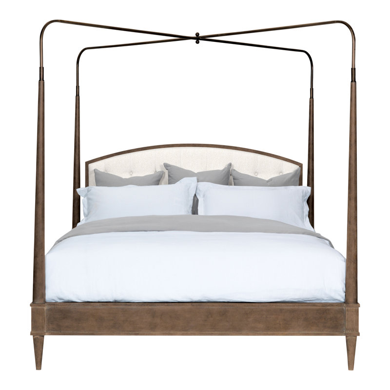 Anderkit Upholstered Four Poster Bed, Kennelly Snow, Casa Blanca