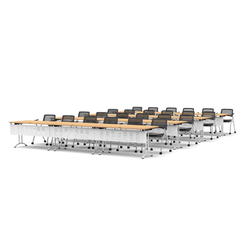 24 Person Training Meeting Seminar Tables with Modesty Panels and 24 Chairs Complete Set