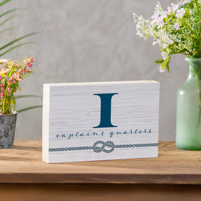 Capitaine de monogramme côtier en bois 12 x 8 po I