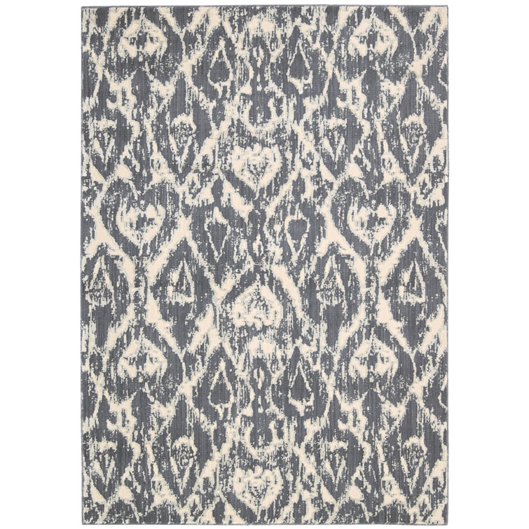 Tapis gris foncé / beige Huntingtown Ikat