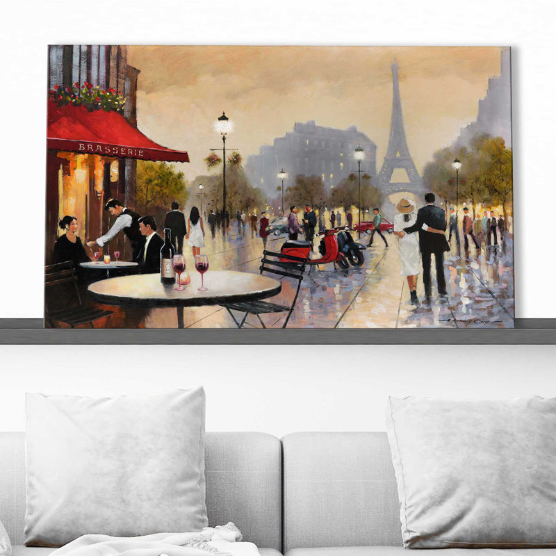 Paris Stroll par - Peinture, Toile tendue, H 18 po x l 30 po x P 1 po
