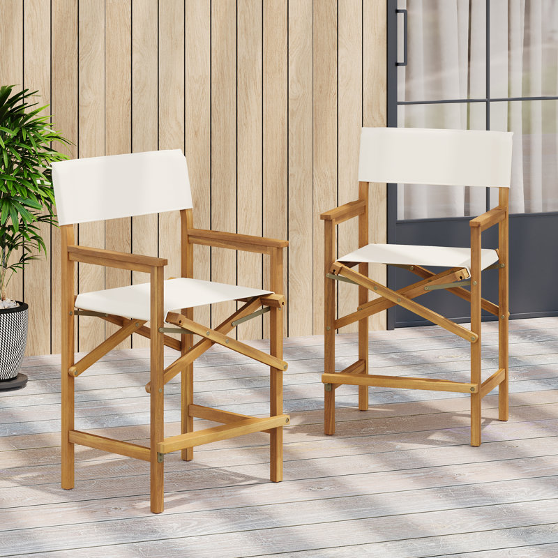Tabourets de comptoir pliants en bois d'acacia de hauteur de siège de 25,75 po Joseph Patio