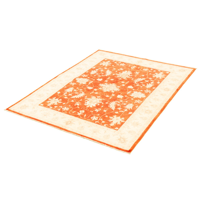 Tapis décoratif en laine noué à la main de conception unique 5 pi 5 po x 7 pi 7 po noué à la main New Age