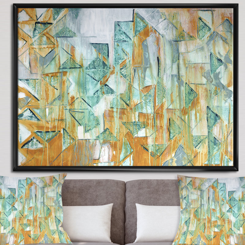 Cascade triangulaire-impression sur toile, H 36 po x l 46 po x 1,5 po, Toile avec cadre flottant noir