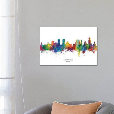 Syracuse New York Skyline City Name by Michael Tompsett - Print on Canvas