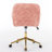 Golden Metal Base Office Chair, Pink Upholstered, For A Comfortable Study Session Chair With Foam Filler, Base, Relaxed Studying Mood-1121299540