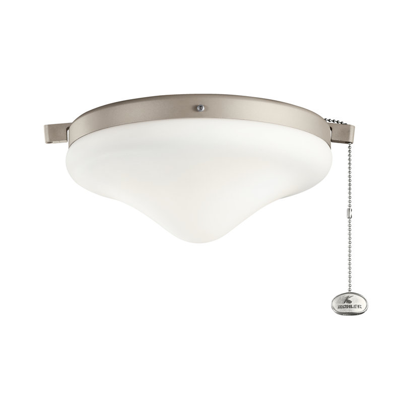 Ventilateur de plafond à DEL 2 lumières, Argent antique satiné