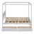 Full Size Canopy Platform Bed with 4 Drawers & Solid Pine Frame, Brushed White Finish