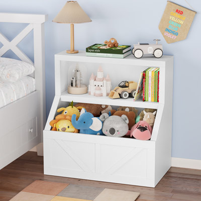 Kids Bookshelf & Toy Storage, Wooden Bookcase Cabinet for Playroom Nursery Classroom