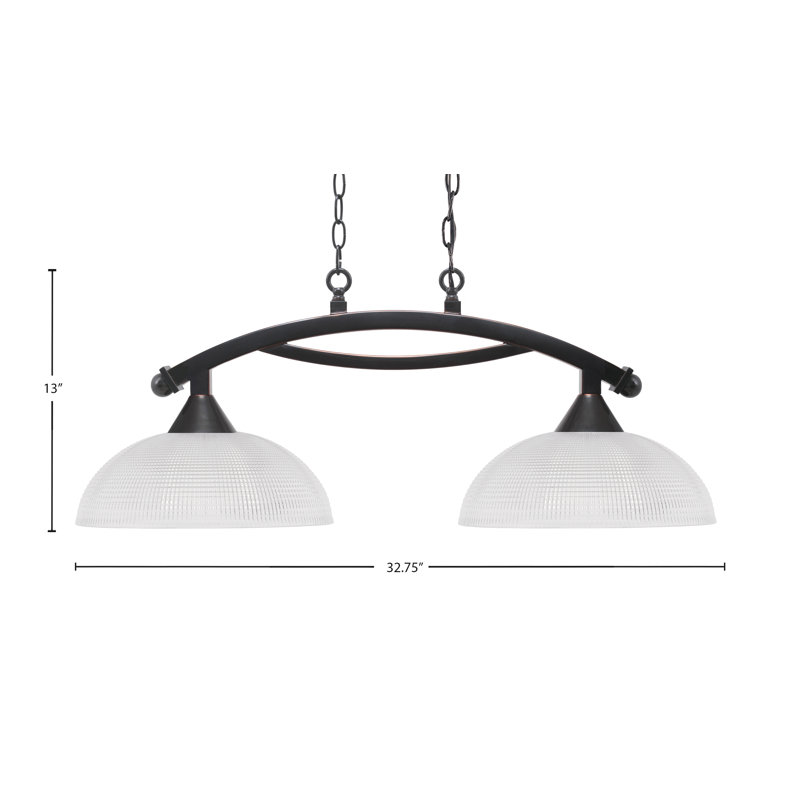 Luminaire pour îlot 2 lumières Bow, Cuivre / noir