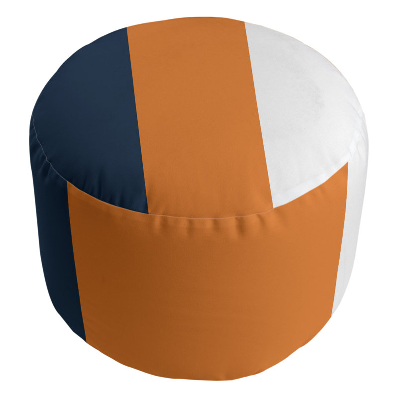 Repose-pieds cubique rond à rayures 20,5", Bleu / Orange / Blanc