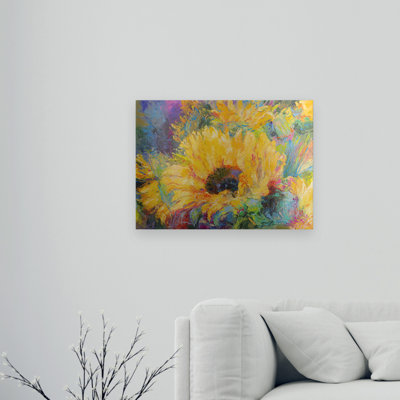 Art mural en aluminium brossé Richard Wallich «Blue Sunflowers»