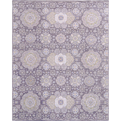 Tapis unique gris foncé / mousse / ivoire 7 pi 10 po x 9 pi 9 po One-of-a-Kind