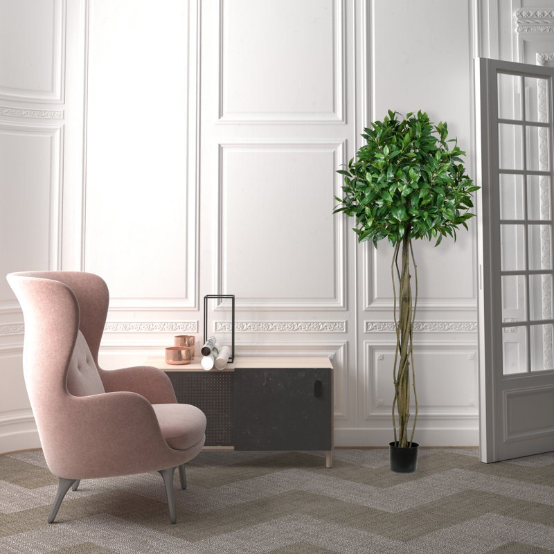 Artificial Potted Bay Leaf Tree, 72" H x 28" W x 28" D
