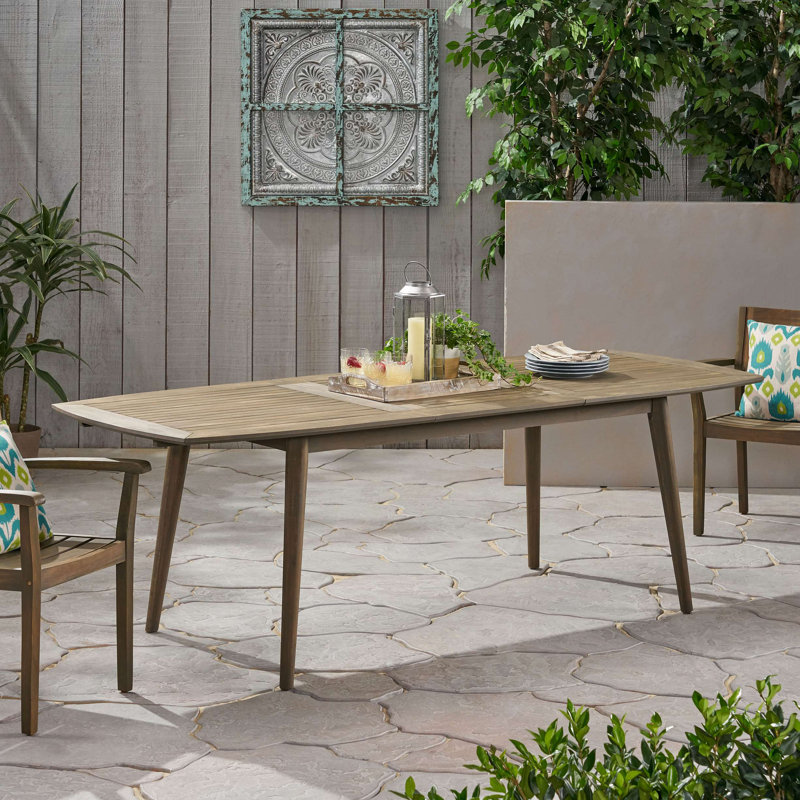 Table de salle à manger d'extérieur extensible en bois d'acacia, Gris