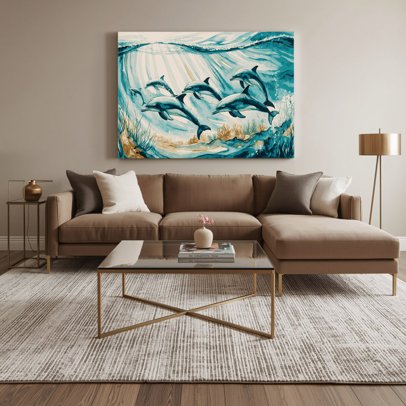 Art mural sur toile Coastal Dolphin Pod, H 11 po x l 14 po