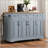 54Inch Large Kitchen Island With Rubber Wood Drop Leaf, Embossed Texture Rolling Kitchen Cart On 4 Wheels With 4 Doors And 3 Drawers, Kitchen Island With Storage For Kitchen, Dining Room-427763502