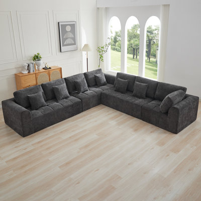 Oversized Boneless L-Shape Sectional Sofa, Modular Compressed Cloud Couch with Memory Foam, No Assembly Needed