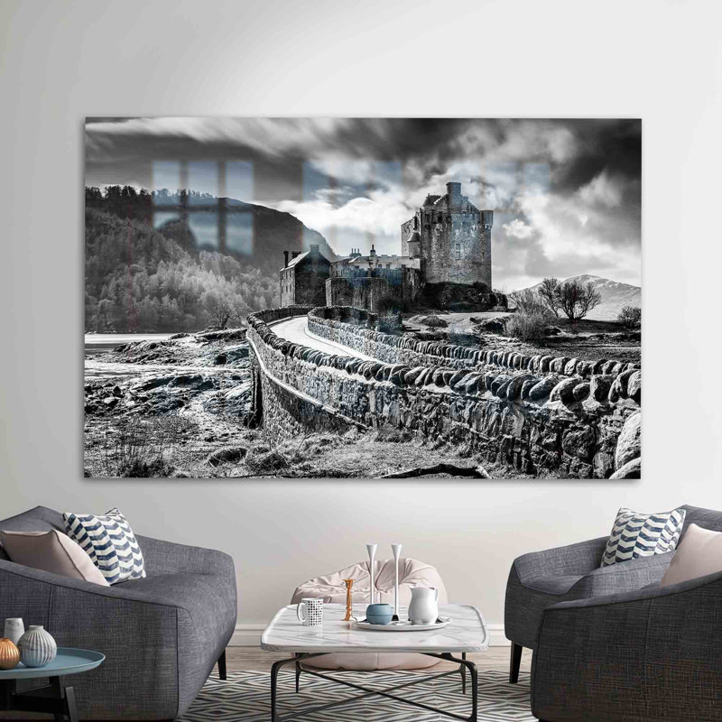 «Scottish Eilean Donan Castle» imprimé sur verre pour une décoration murale élégante avec une vue éclatante
