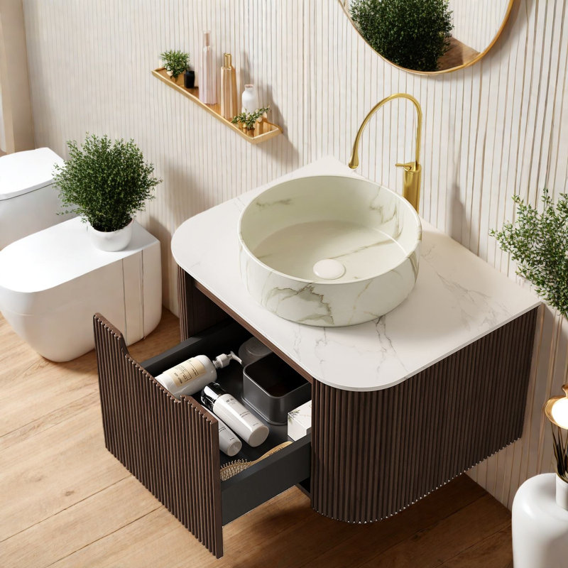 Meuble-lavabo flottant et lavabo, rangement moderne en bois de 24 pouces pour la maison