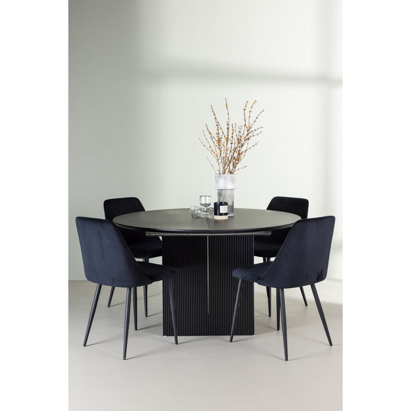 Levesque 4 - Person Dining Set, Black, Black