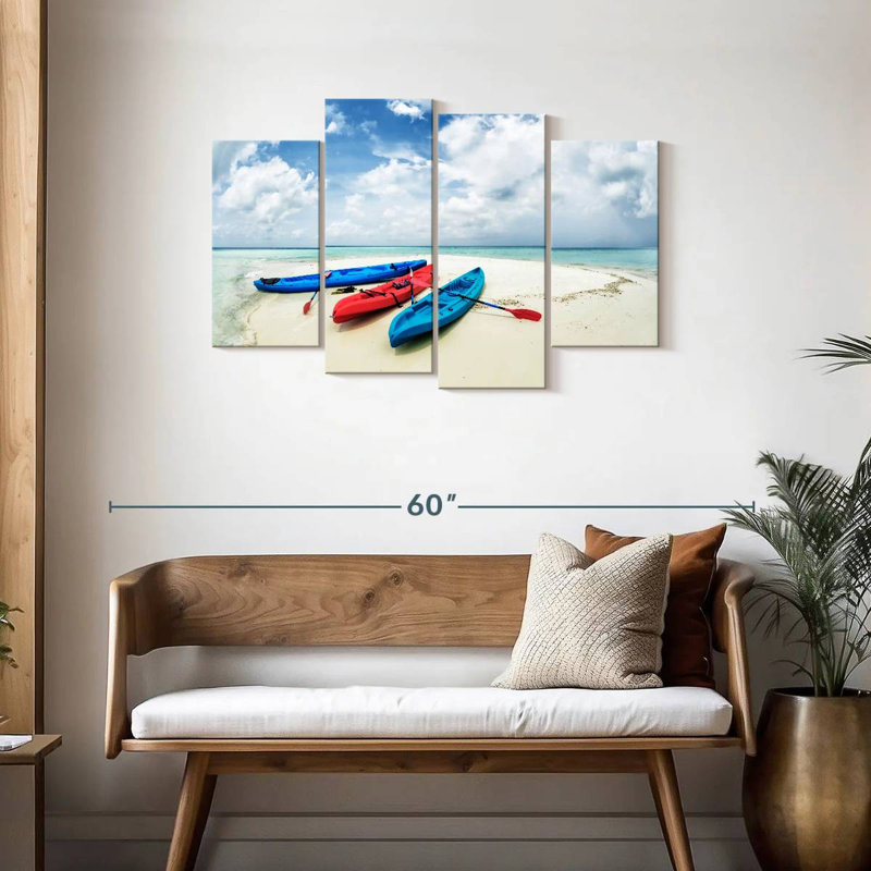Kayaks de Sireci sur un banc de sable, H 27 po x l 43 po