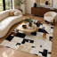 Tapis en cuir de vache patchwork fait à la main, tapis en cuir véritable, tapis moderne de luxe-174285890