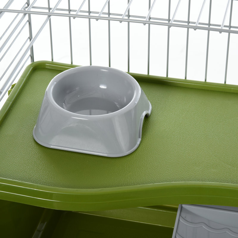 89cm Small Animal Cage for Rabbit Guinea Pig with Food Dish Green