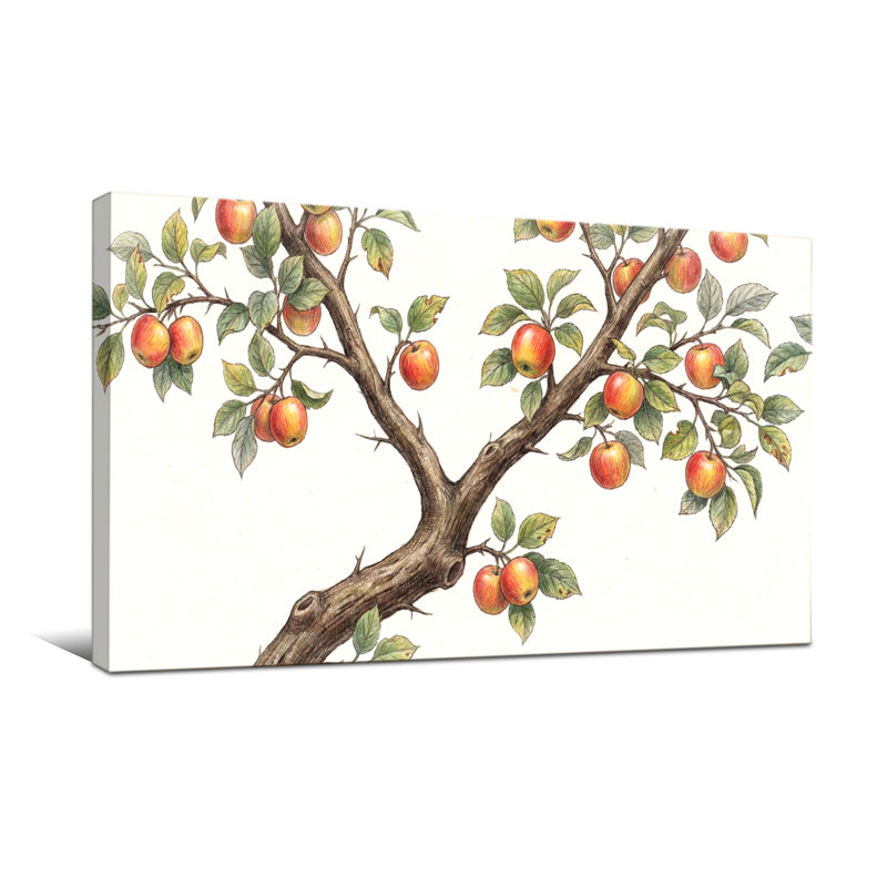 Plantes et fleurs branches d'arbres fruitiers avec oranges et feuilles, H 24 po x l 48 po