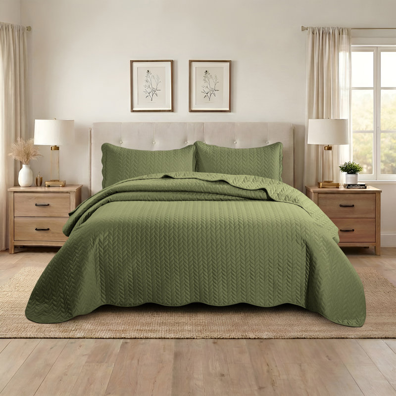 Ensemble de couvre-lit matelassé embossé - Couvre-lit en microfibre ultra doux avec taies décoratives, literie de style hôtel pour tous les lits