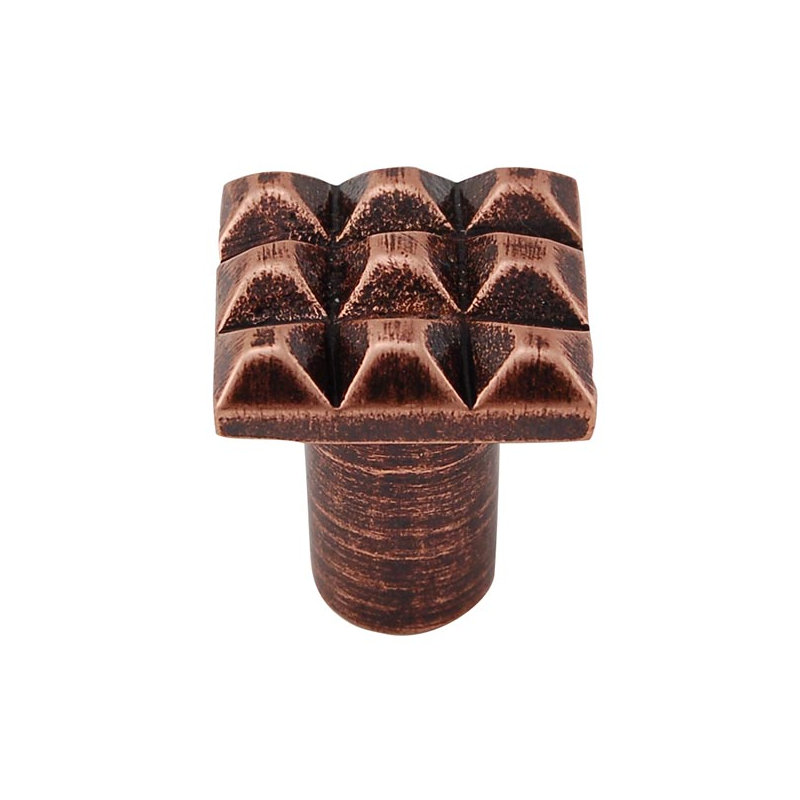 Tiziano Square Knob, Antique Copper, 0.88" H x 0.88" W x 1" D