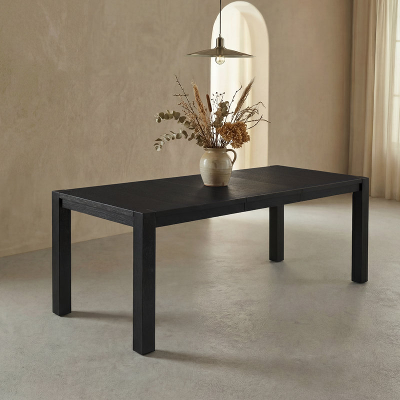 Table de salle à manger extensible Modena - Bois massif avec rallonge coulissante, Noir