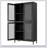 Classic Metal Storage Cabinet Display Cabinet with 4 Glass Doors 4 Shelves Cabinet Freestanding Bookcase Side Cabinet for Home Office Living Room Kitchen Hallway - Black, Begonia Flower Tempered Glass