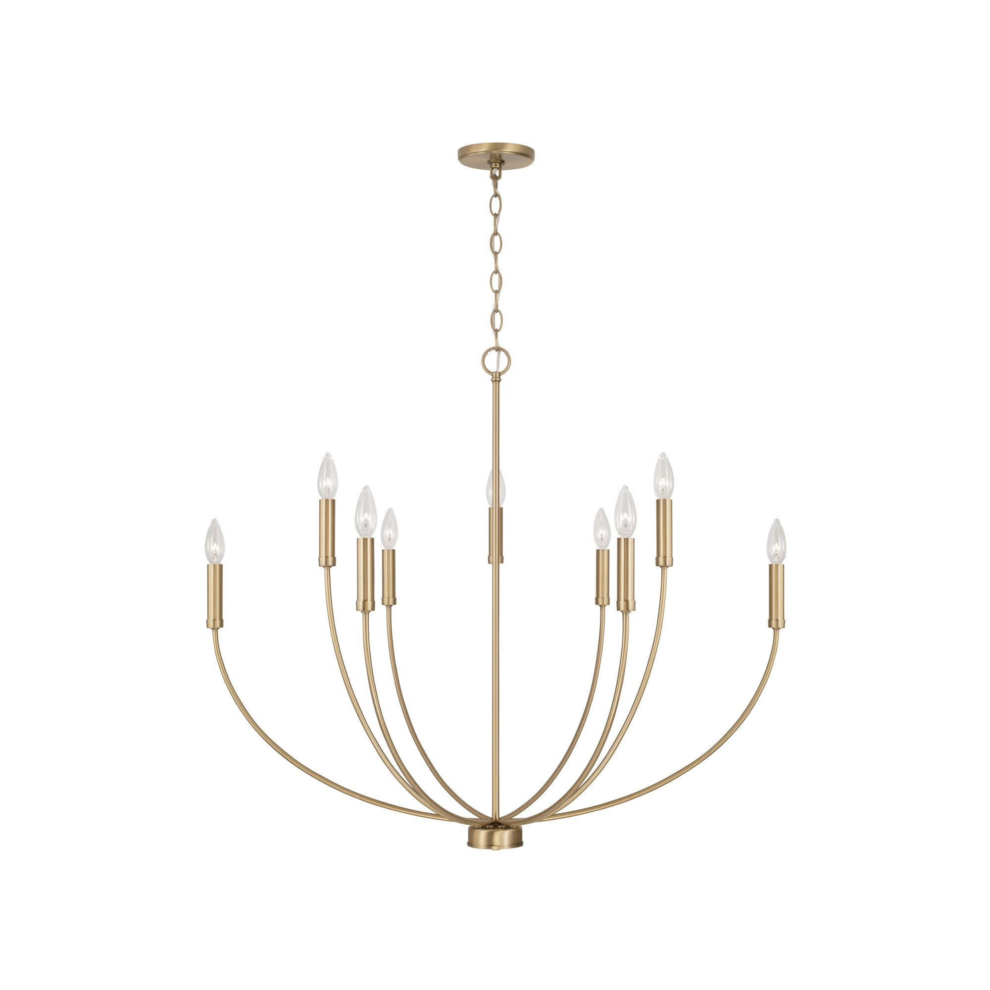 Ansley Dimmable Classic / Traditional Chandelier, 9 Lights, Aged Brass