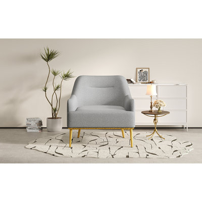 Modern Chenille Accent Chair With Gold Metal Legs, Space-saving Design For Living Room Or Bedroom