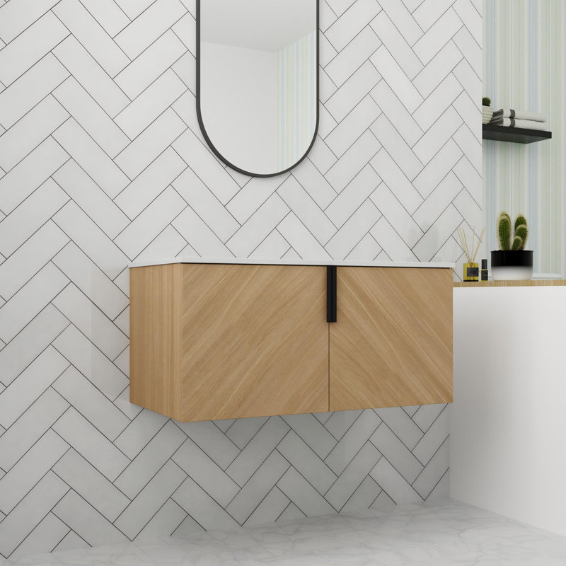 Bathroom Vanity Base In 36 Inch, Floating Bathroom Vanity Base With Soft Close Door